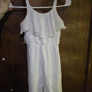 White Ruffled Kids Casual Dress